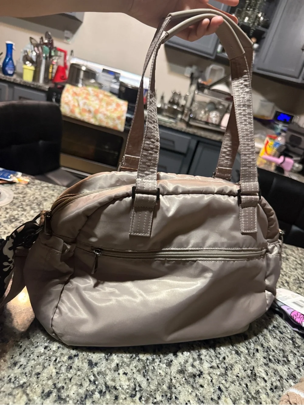 Lug Quilted Crossbody Bag in Taupe